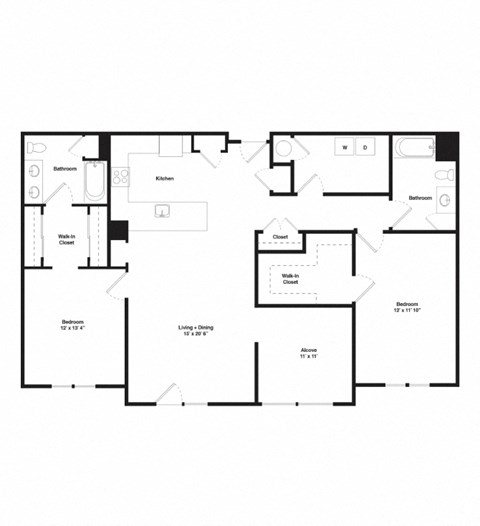Floor plan for 2 beds, 2 baths, 1549 sqft
